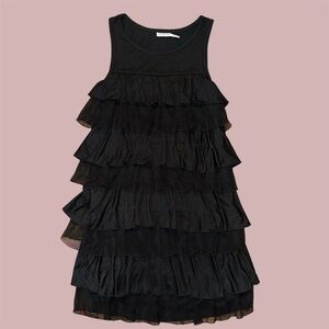 Juicy Couture Black Ruffle Cotton/Silk Mini Dress
